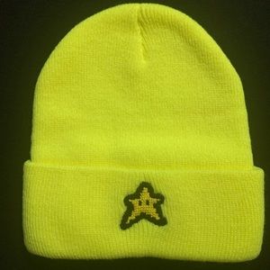 Mario Star on Neon Yellow beanie